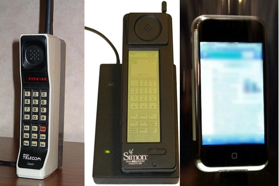 Первый телефон екатеринбург. Motorola DYNATAC 8000x 1983 год. Motorola DYNATAC 8000x презентация. Sharp PMC-1 Smart-Phone. Самый первый сотовый телефон.